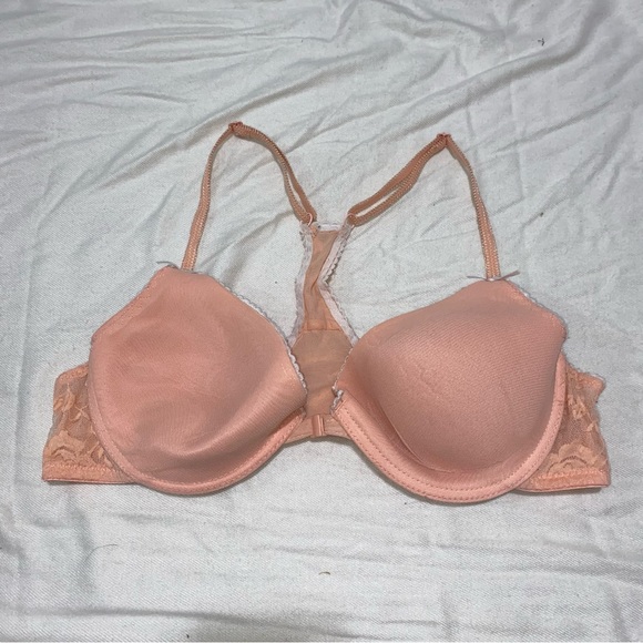 Jessica Simpson Front Closure Pink Lace Underwire Racerback Bra Used 36C - Picture 2 of 6